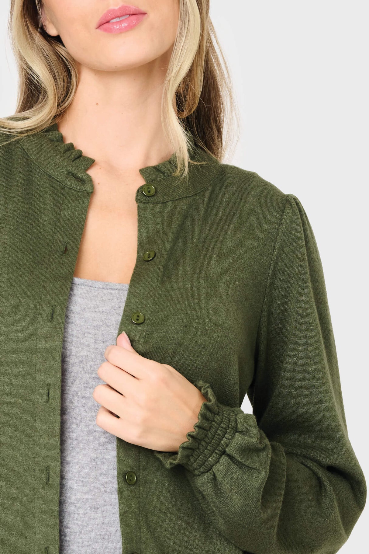 Feminine Mock Neck Luxe Cardigan from Gibsonlook