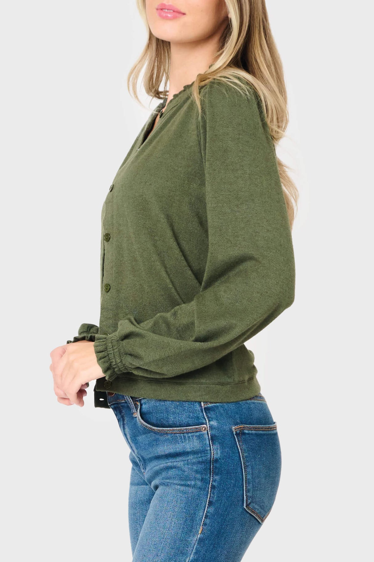Feminine Mock Neck Luxe Cardigan from Gibsonlook