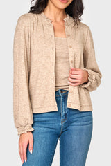Feminine Mock Neck Luxe Cardigan from Gibsonlook