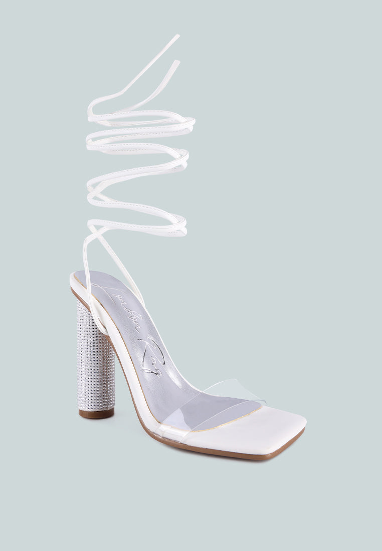Scansta Lace Up Rhinestone Embellished Heel Sandals from London Rag International
