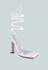 Scansta Lace Up Rhinestone Embellished Heel Sandals from London Rag International