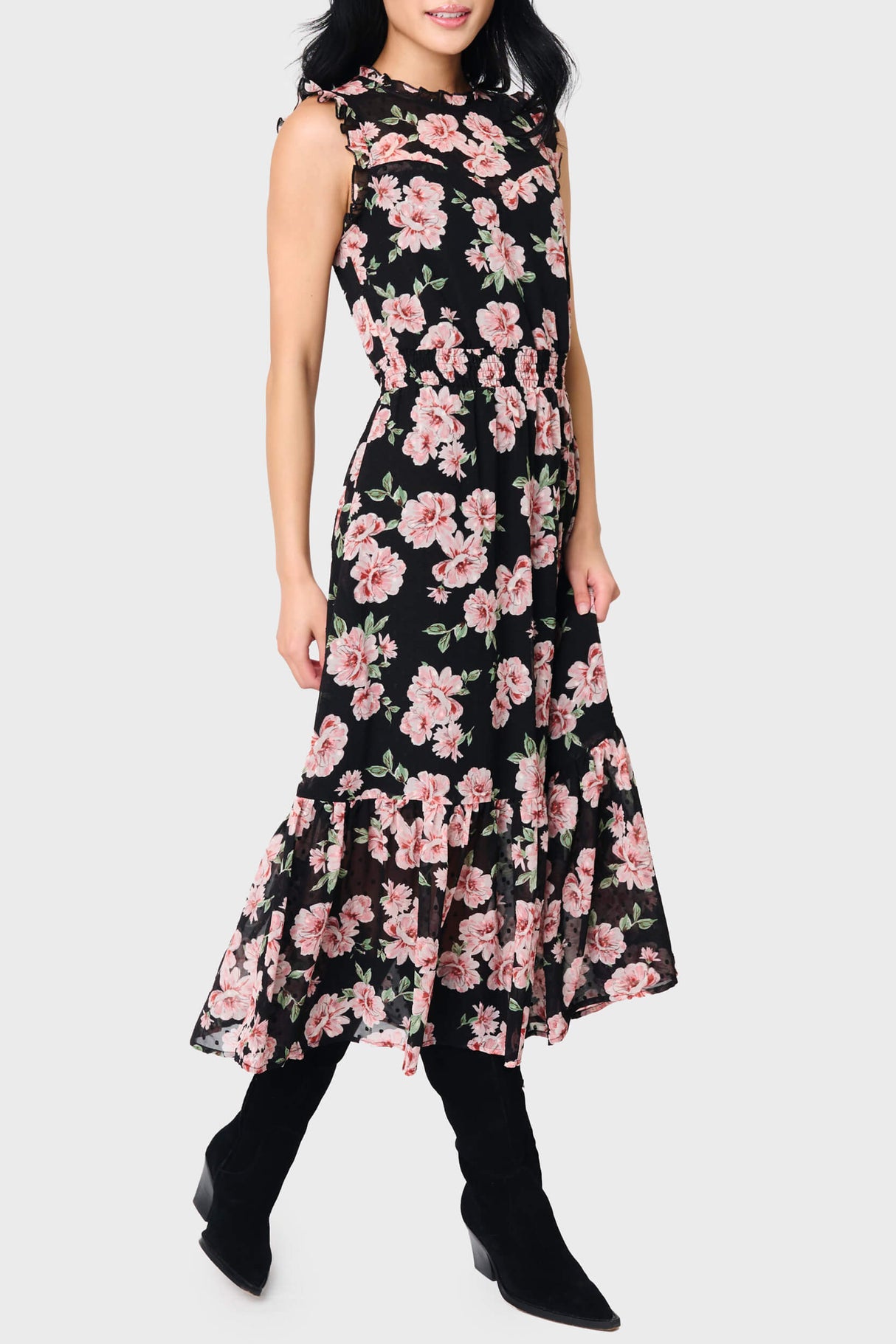 Sweetheart Pin Dot Flutter Sleeve Dress from Gibsonlook