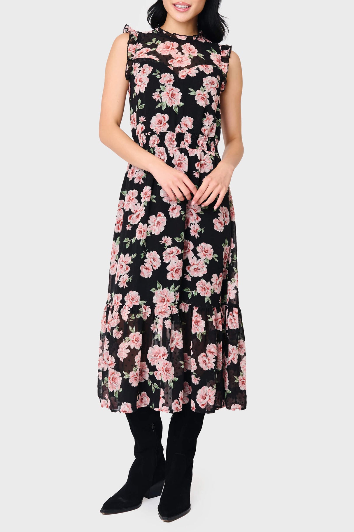 Sweetheart Pin Dot Flutter Sleeve Dress from Gibsonlook