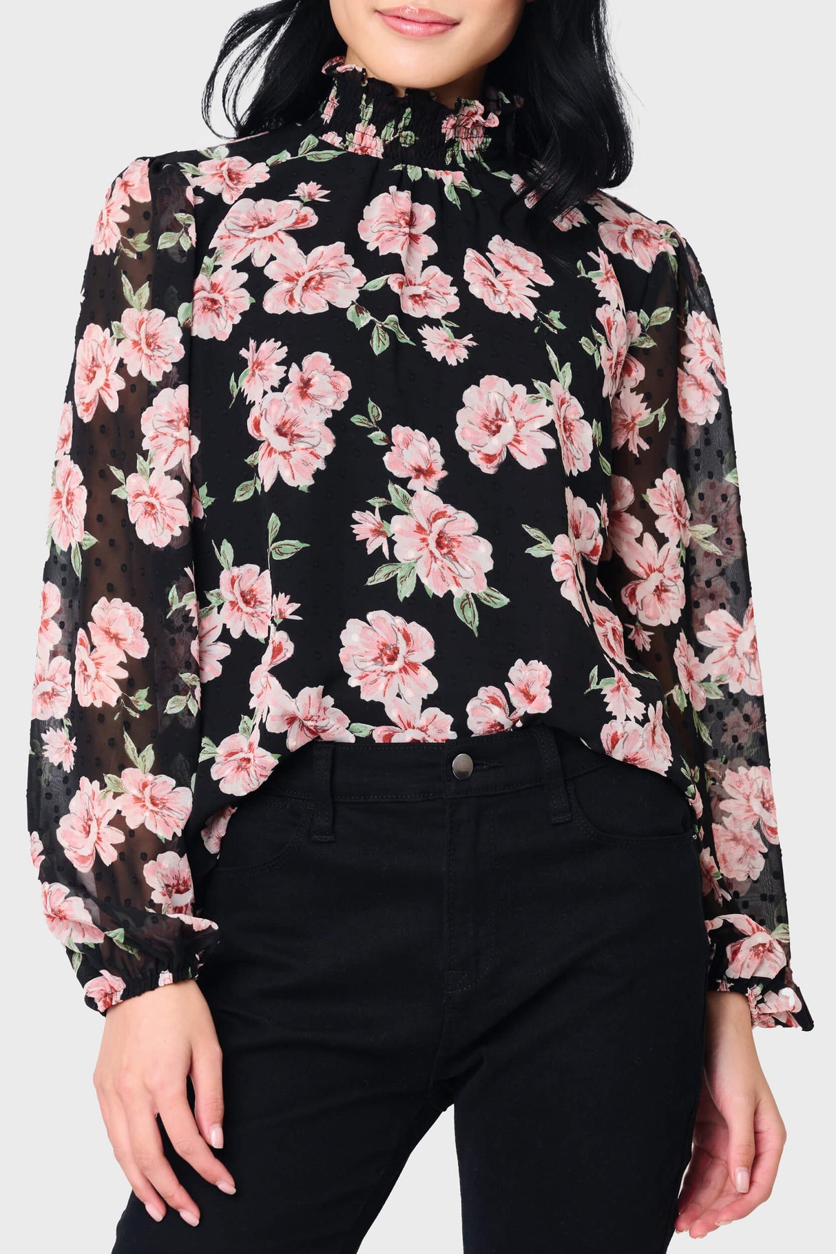 Sophia Smocked Neck Blouse from Gibsonlook
