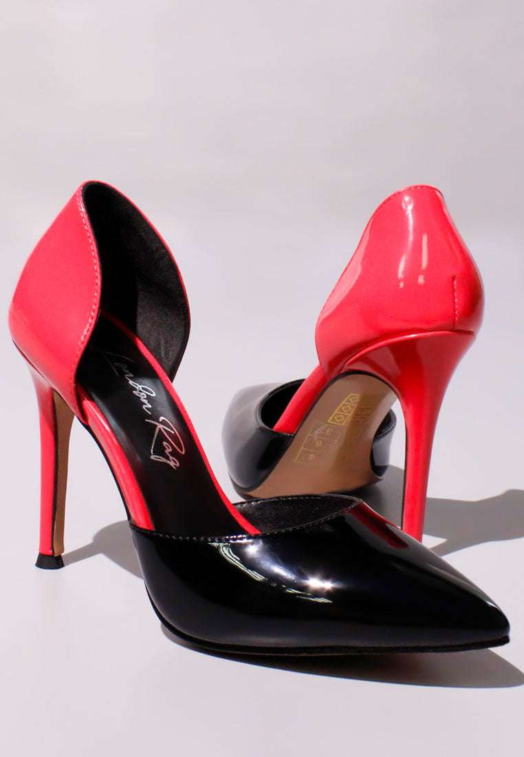 Candy Cane Patent Faux Leather High Heel Pumps from London Rag International