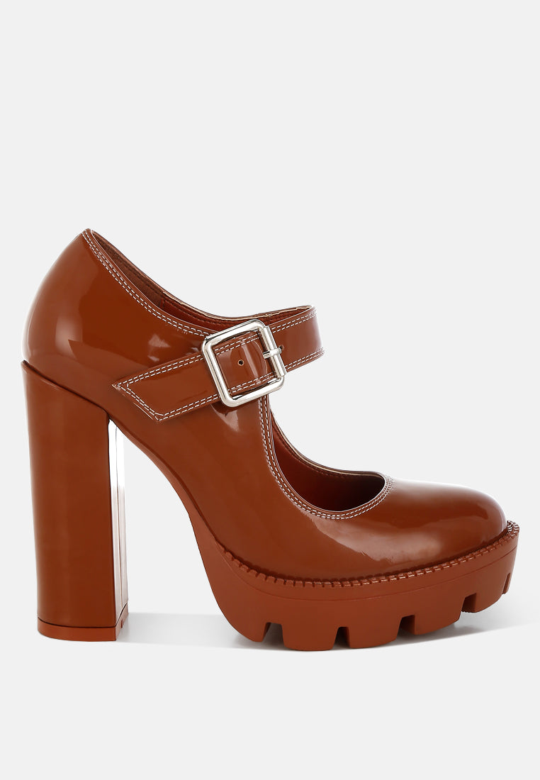Millenial Bug Patent High Heeled Mary Jane Shoes from London Rag International