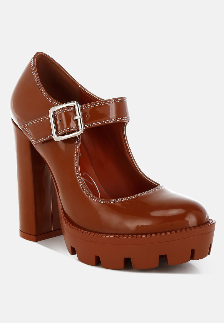 Millenial Bug Patent High Heeled Mary Jane Shoes from London Rag International