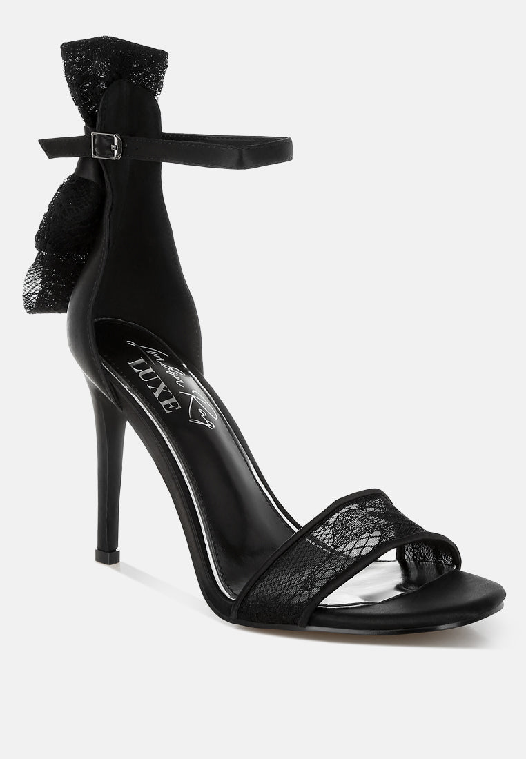 Delancy Bow Detail Lace Stiletto Sandals from London Rag International