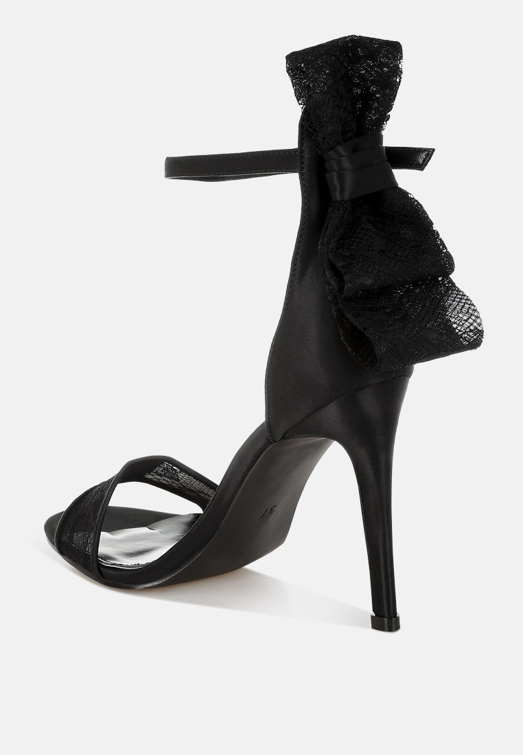 Delancy Bow Detail Lace Stiletto Sandals from London Rag International