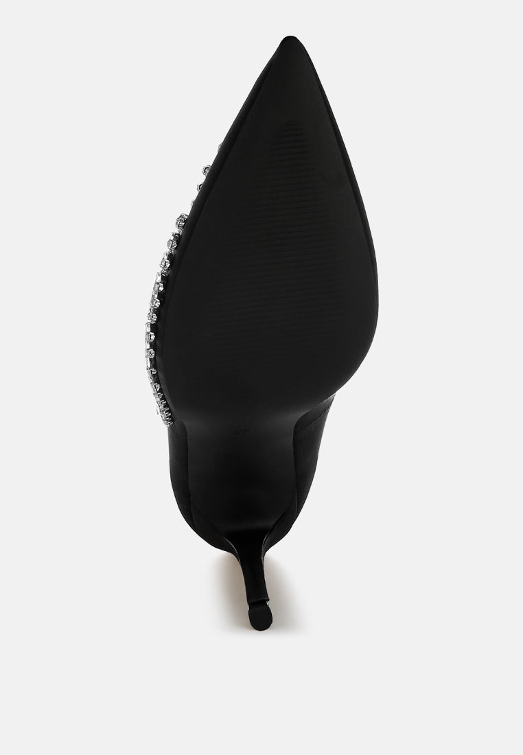 Ashlyn Rhinestones Embellished Satin Stiletto Pumps from London Rag International