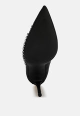 Ashlyn Rhinestones Embellished Satin Stiletto Pumps from London Rag International