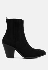 Yale High Ankle Cowboy Boots In Black from London Rag International