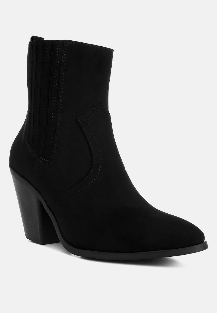 Yale High Ankle Cowboy Boots In Black from London Rag International