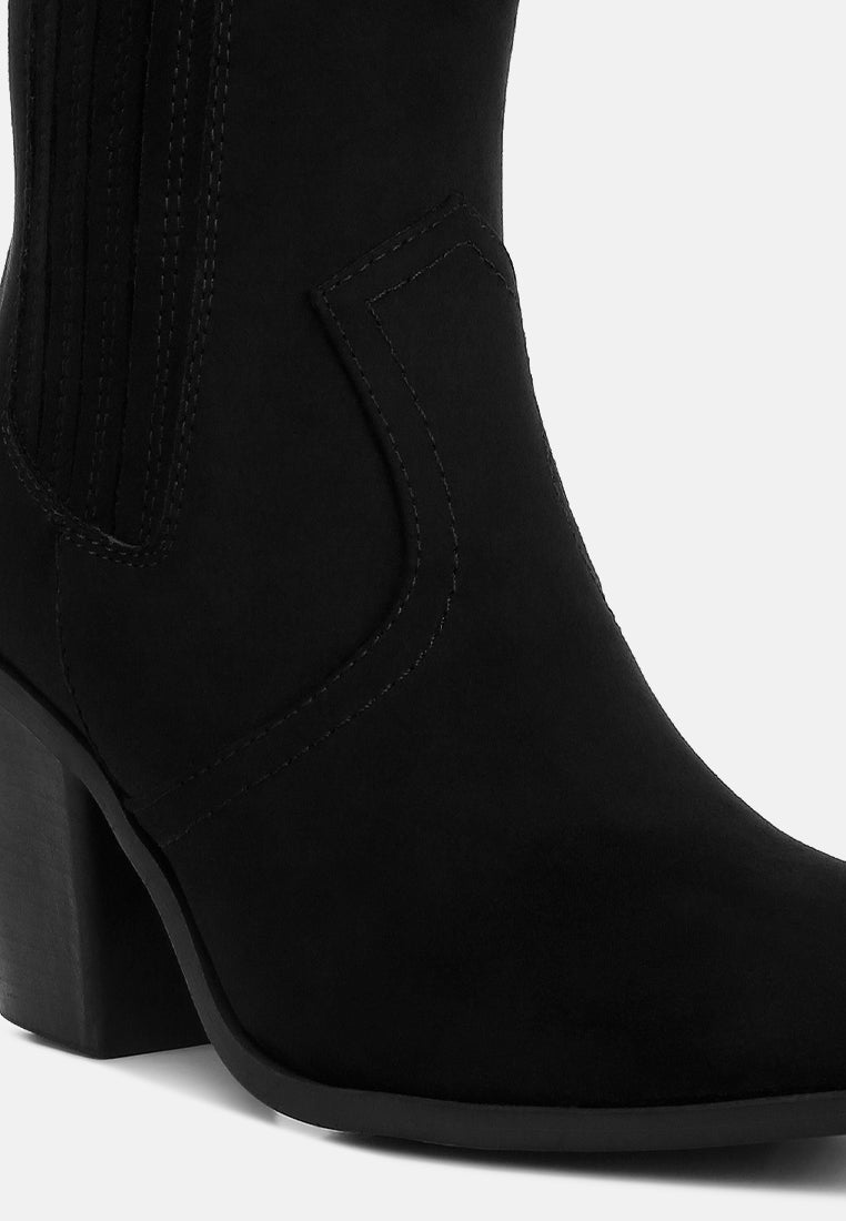 Yale High Ankle Cowboy Boots In Black from London Rag International