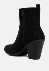 Yale High Ankle Cowboy Boots In Black from London Rag International