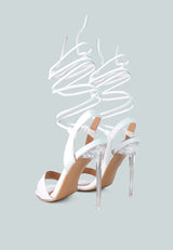 Sheeny Clear Stiletto Lace Up Heels from London Rag International