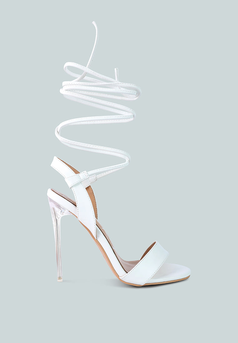 Sheeny Clear Stiletto Lace Up Heels from London Rag International