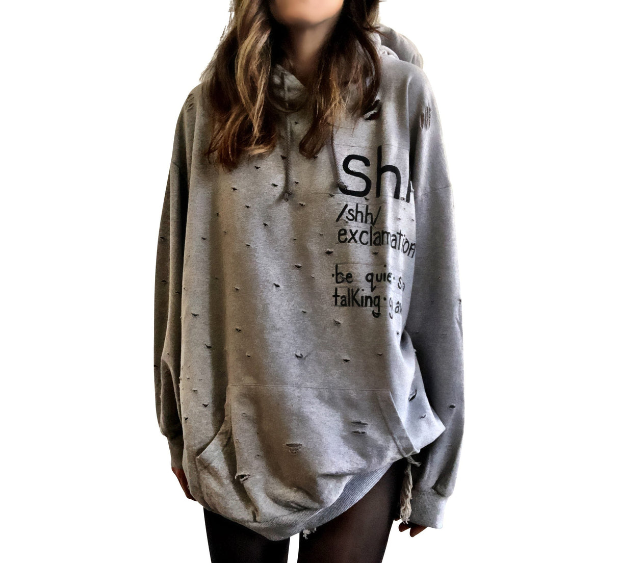 'SHH' PAINTED HOODIE from Wren + Glory