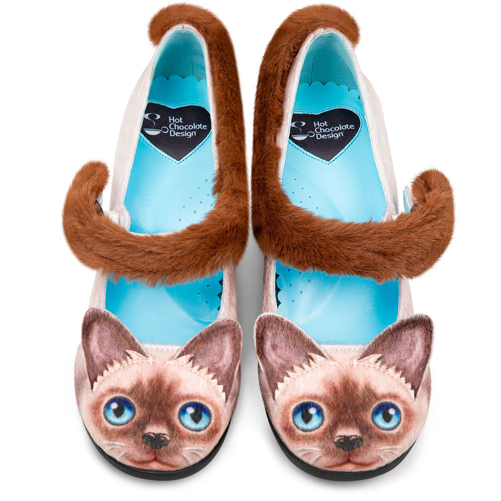 Chocolaticas® Mid Heels Siamese Cat Women's Mary Jane Pump from Hot Chocolate Design
