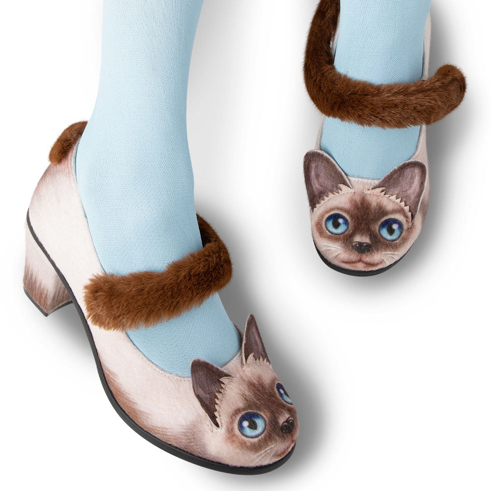 Chocolaticas® Mid Heels Siamese Cat Women's Mary Jane Pump from Hot Chocolate Design