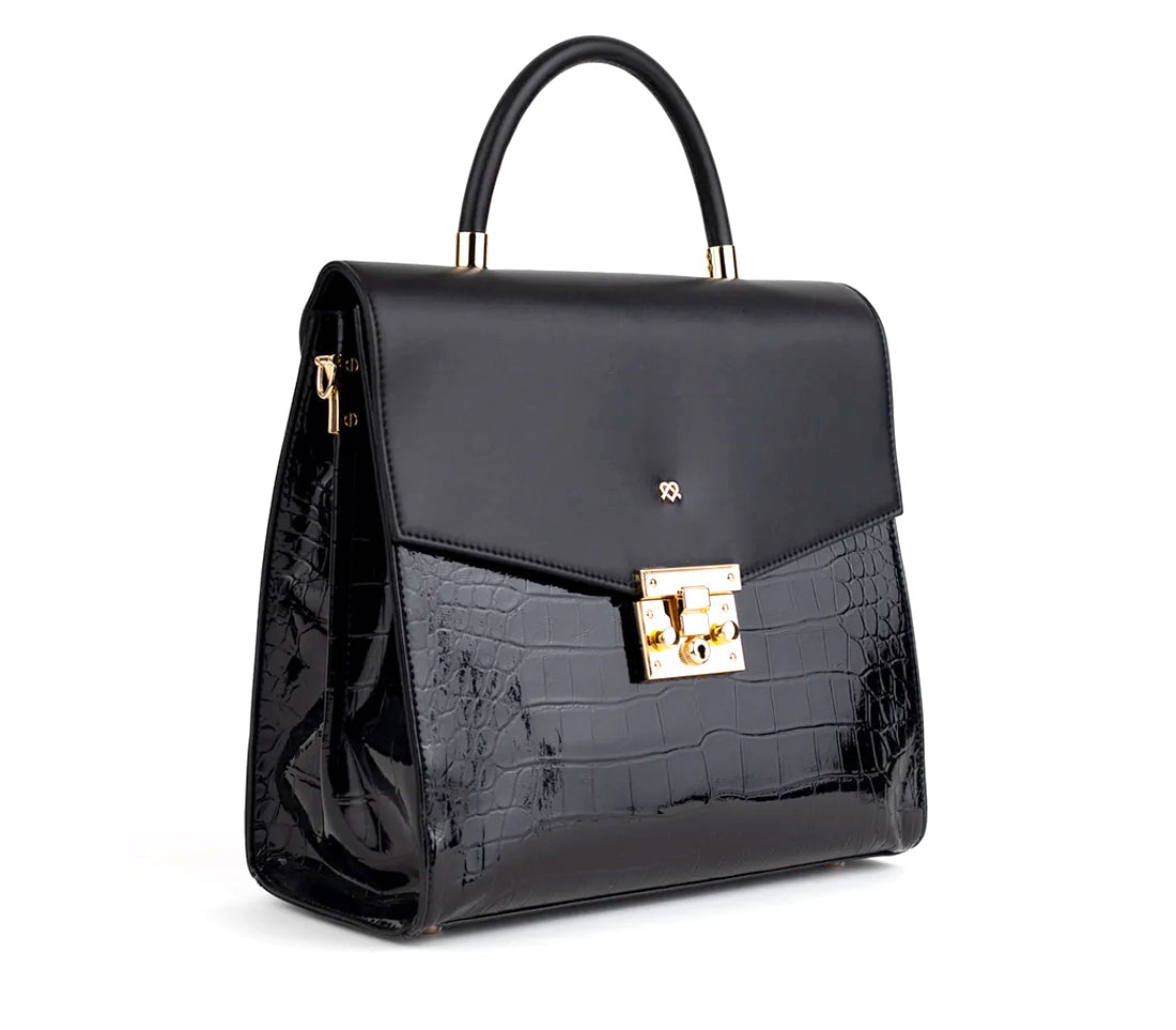 SIMONE - Black Vegan Leather Handbag from Gunas New York