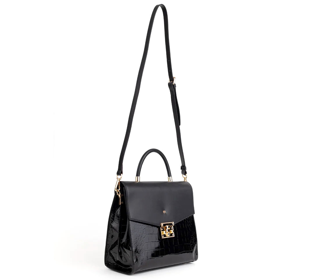 SIMONE - Black Vegan Leather Handbag from Gunas New York
