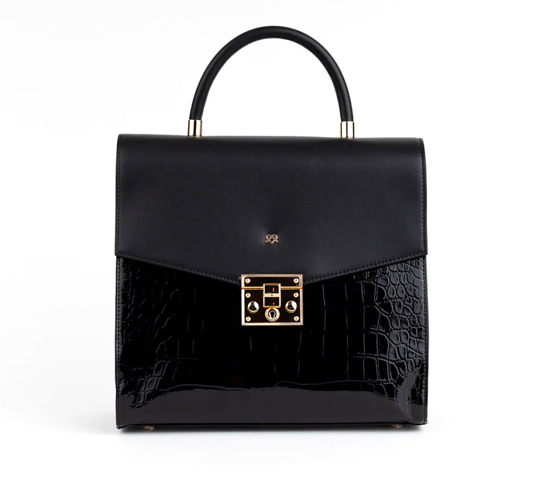 SIMONE - Black Vegan Leather Handbag from Gunas New York