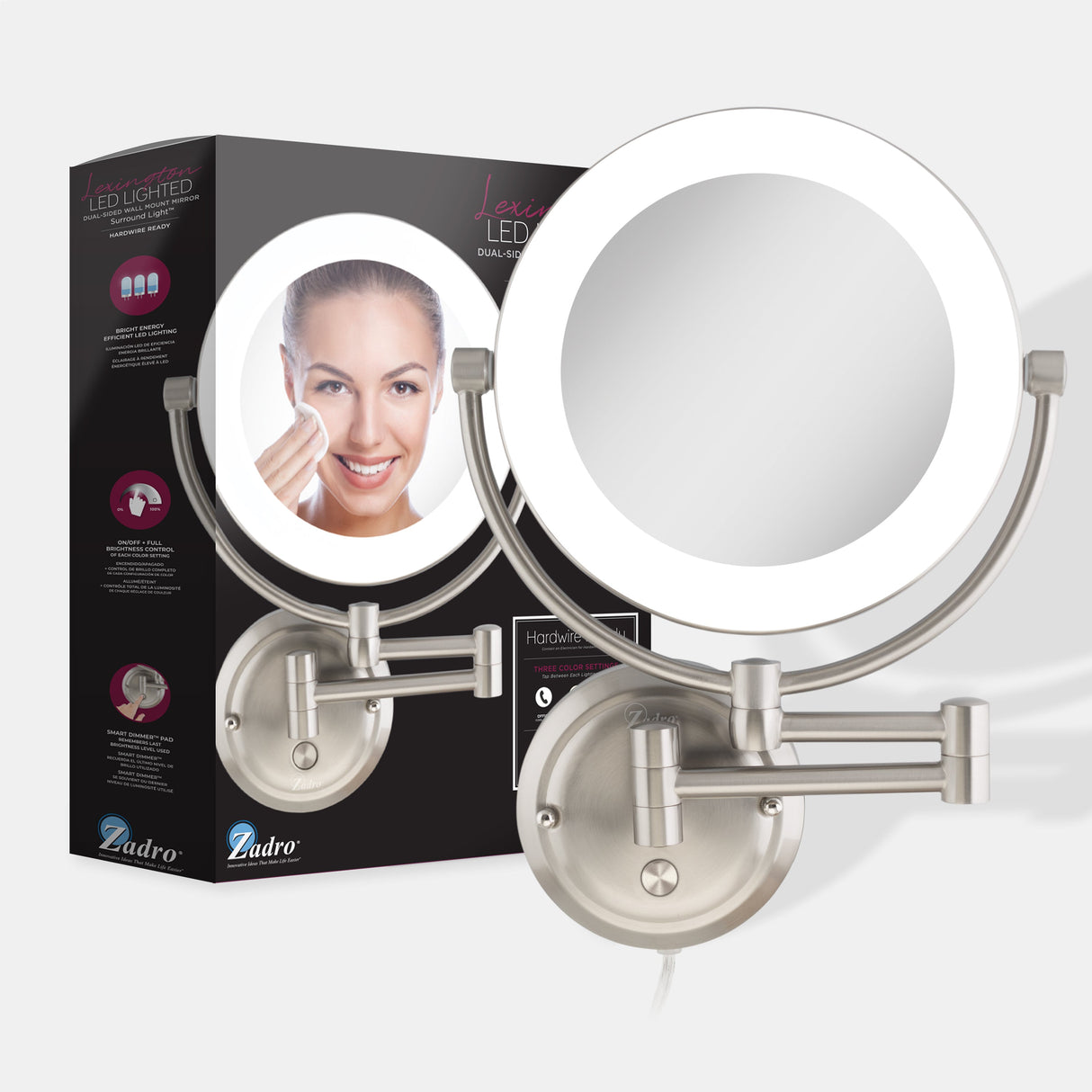 Lexington Lighted Wall Mounted Makeup Mirror with Magnification from Zadro