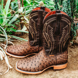 Soto Boots Mens Out of the Wild Brown Ostrich Print Boots H50031 from Soto Boots