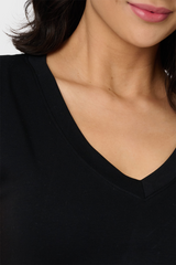 Soft Ponte V-Neck Side Cinch Maxi Dress from Gibsonlook