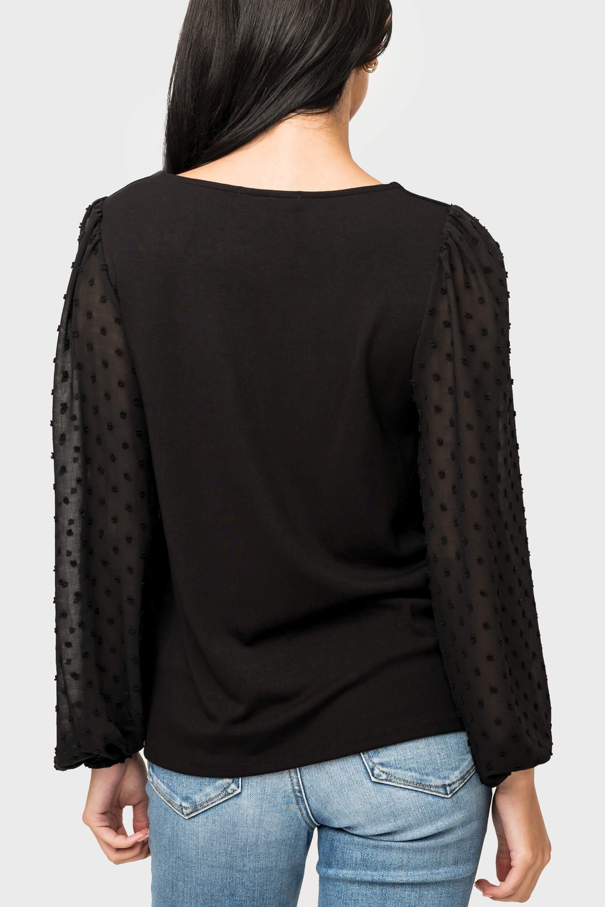 Pin Dot Long Sleeve Soft Ponte Top  From Gibsonlook