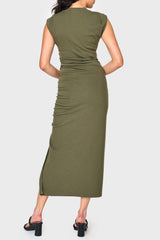 Soft Ponte V-Neck Side Cinch Maxi Dress from Gibsonlook
