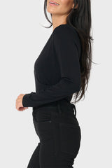 Long Sleeve Surplice Soft Ponte Bodysuit  From Gibsonlook