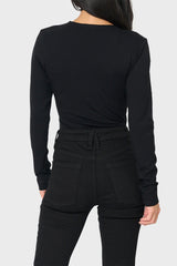Long Sleeve Surplice Soft Ponte Bodysuit  From Gibsonlook