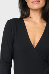 Long Sleeve Surplice Soft Ponte Bodysuit  From Gibsonlook