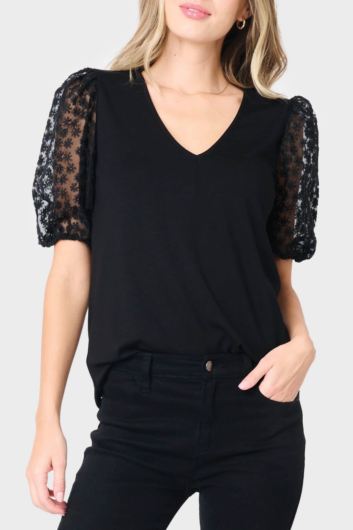 Megan Mixed Media Soft Ponte Top  From Gibsonlook
