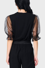 Organza Puff Sleeve Soft Ponte Top From Gibsonlook