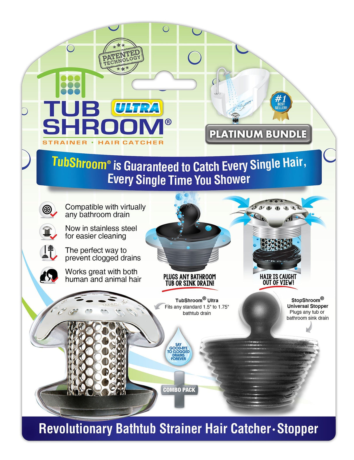 Ultimate Bundle: TubShroom® Ultra & Kitchen SinkShroom® & StopShroom® Plug from TubShroom.com