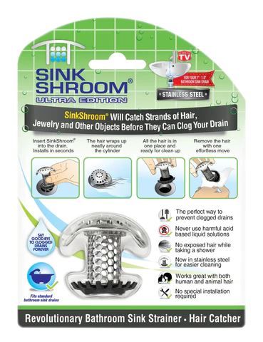 SinkShroom (Ultra Edition) The Hair Catcher That Prevents Clogged Bathroom Sink Drains from TubShroom.com