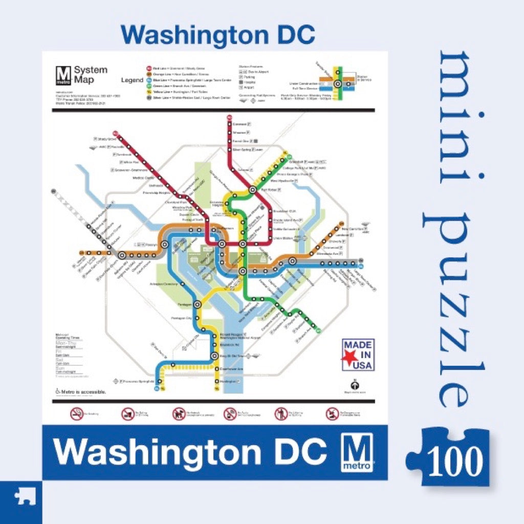 DC Metro Map Mini From New York Puzzle Company