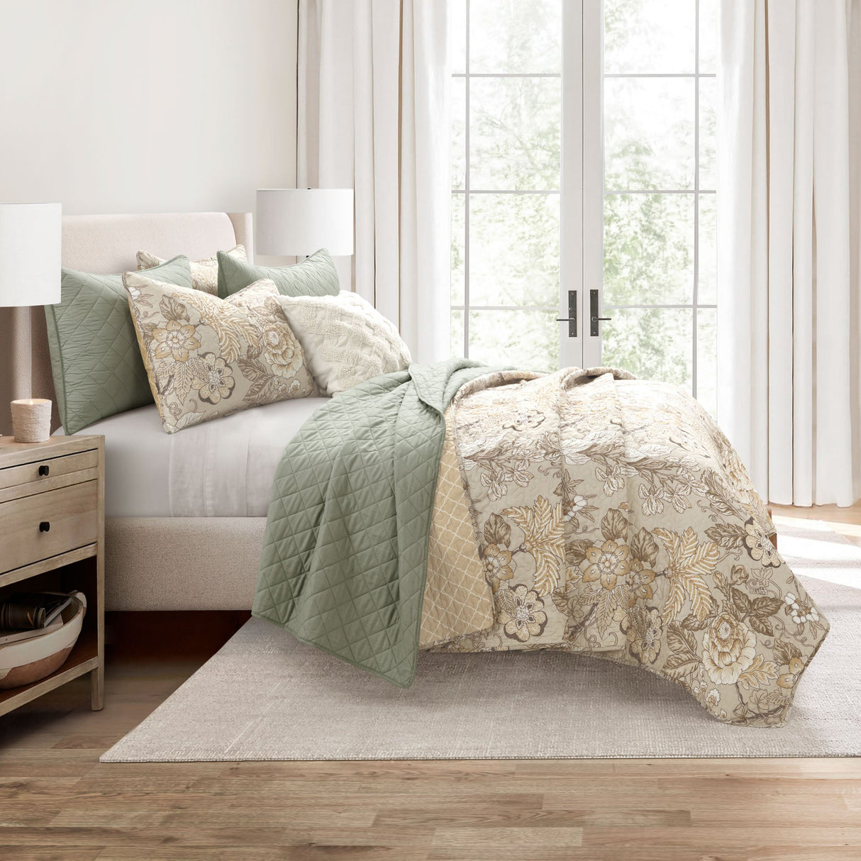 Ava Diamond Oversized Cotton Quilt Set from LushDecor