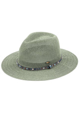 C.C MULTI THREAD RHINESTONE TRIM BAND PANAMA HAT from Madeline Love
