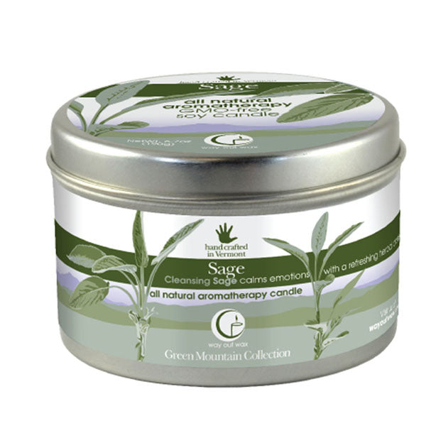 Sage - Large Travel Tin Candle From Way Out Wax