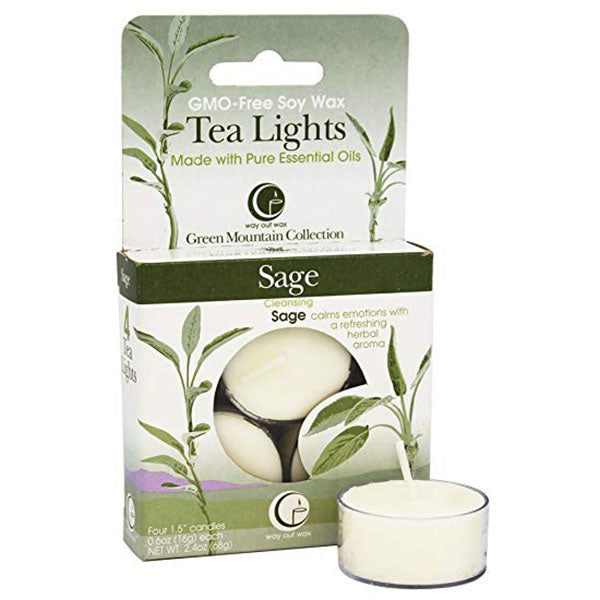 Sage - Tealight Candle 4-pack From Way Out Wax
