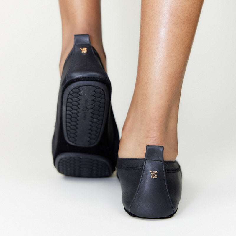 Samara Foldable Ballet Flat in Black Leather from Yosi Samra