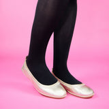 Samara Foldable Ballet Flat in Gold Leather from Yosi Samra