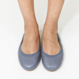 Samara Foldable Ballet Flat in Dark Grey Leather from Yosi Samra