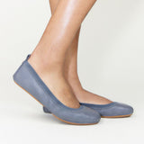 Samara Foldable Ballet Flat in Dark Grey Leather from Yosi Samra