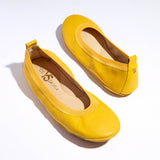 Samara Foldable Ballet Flat in Mustard Yellow Leather from Yosi Samra
