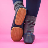 Samara Foldable Ballet Flat in Deep Navy Leather from Yosi Samra